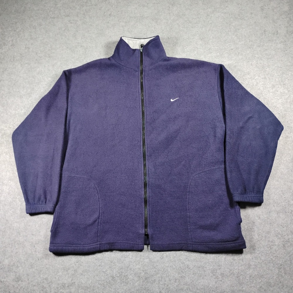 Vintage Nike Full Zip Fleece Jacket Men's Medium Purple Silver Tag USA